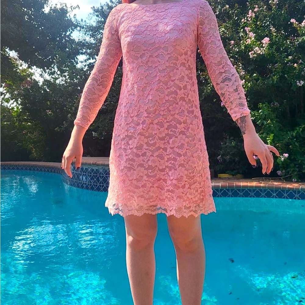 Barbie-licious Retro 60’s Pink Lace Mini Dress